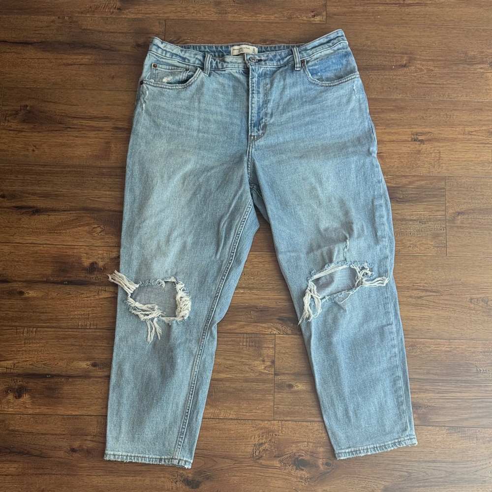 Abercrombie & Fitch Light Blue Ripped Boyfriend Jeans